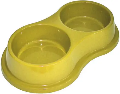 Comedouro Duplo Pequeno Amarelo