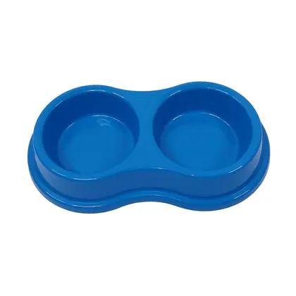 Comedouro Duplo Pequeno Azul