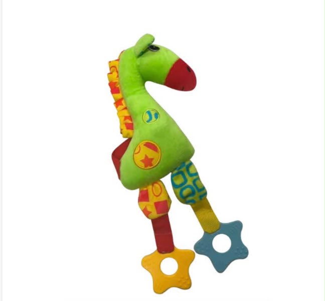 Brinq Pelucia Girafa C/ Mordedor Verde